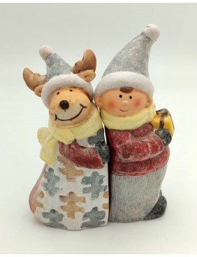 Kerámia szarvas-gyerek figura