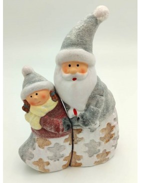 Kerámia télapó-kislány figura