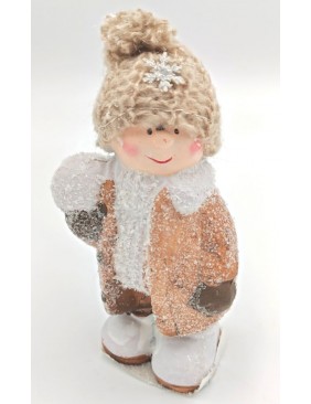 Gyerek figura hógolyóval, 13 cm