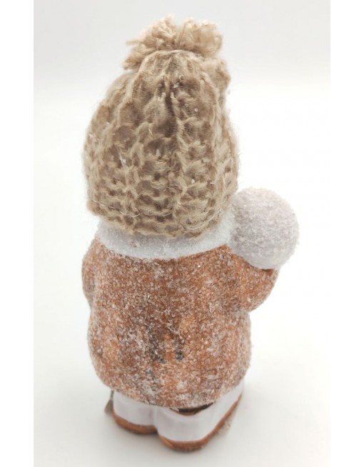 Gyerek figura hógolyóval, 13 cm