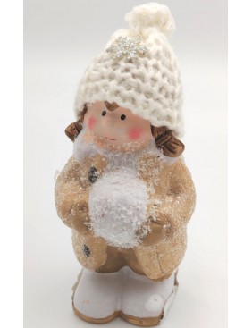 Gyerek figura hógolyóval, 13 cm