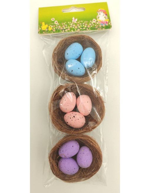 Fürjtojás fészekben, 3 db