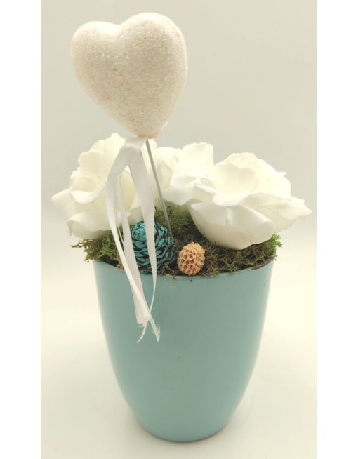 Világoskék díszített bögre