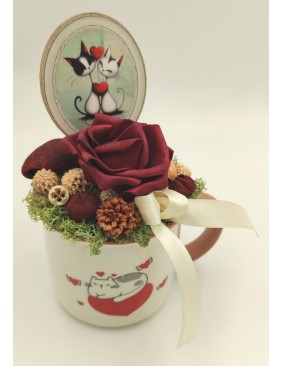 Díszített cicás bögre 2