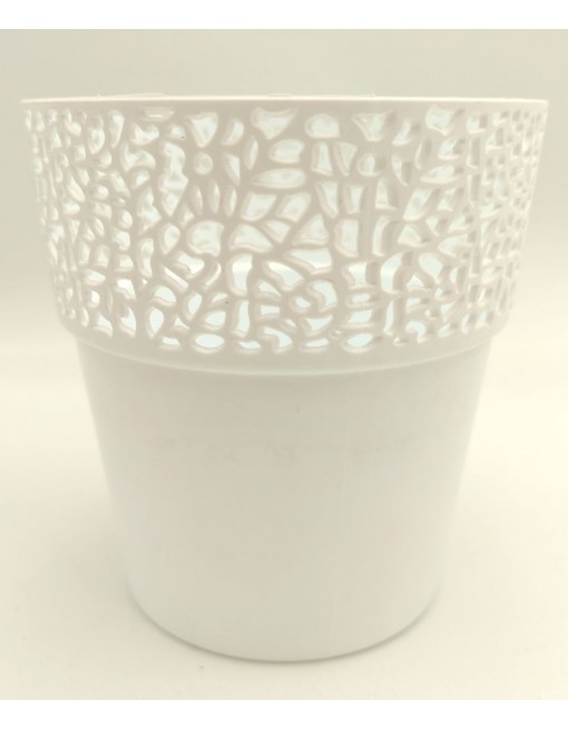 Csipkés kaspó, fehér