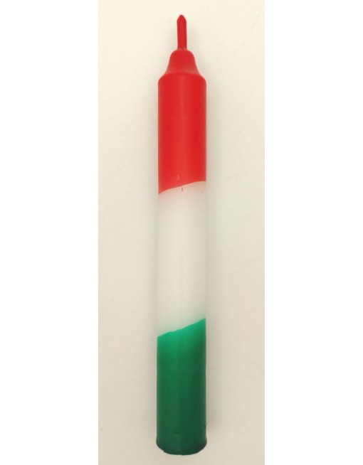 Szálas gyertya, piros-fehér-zöld